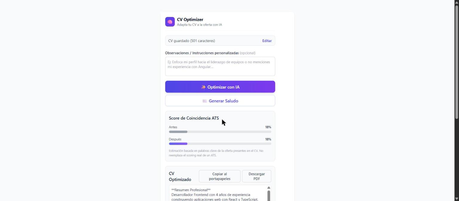Captura 1 de CV Optimizer