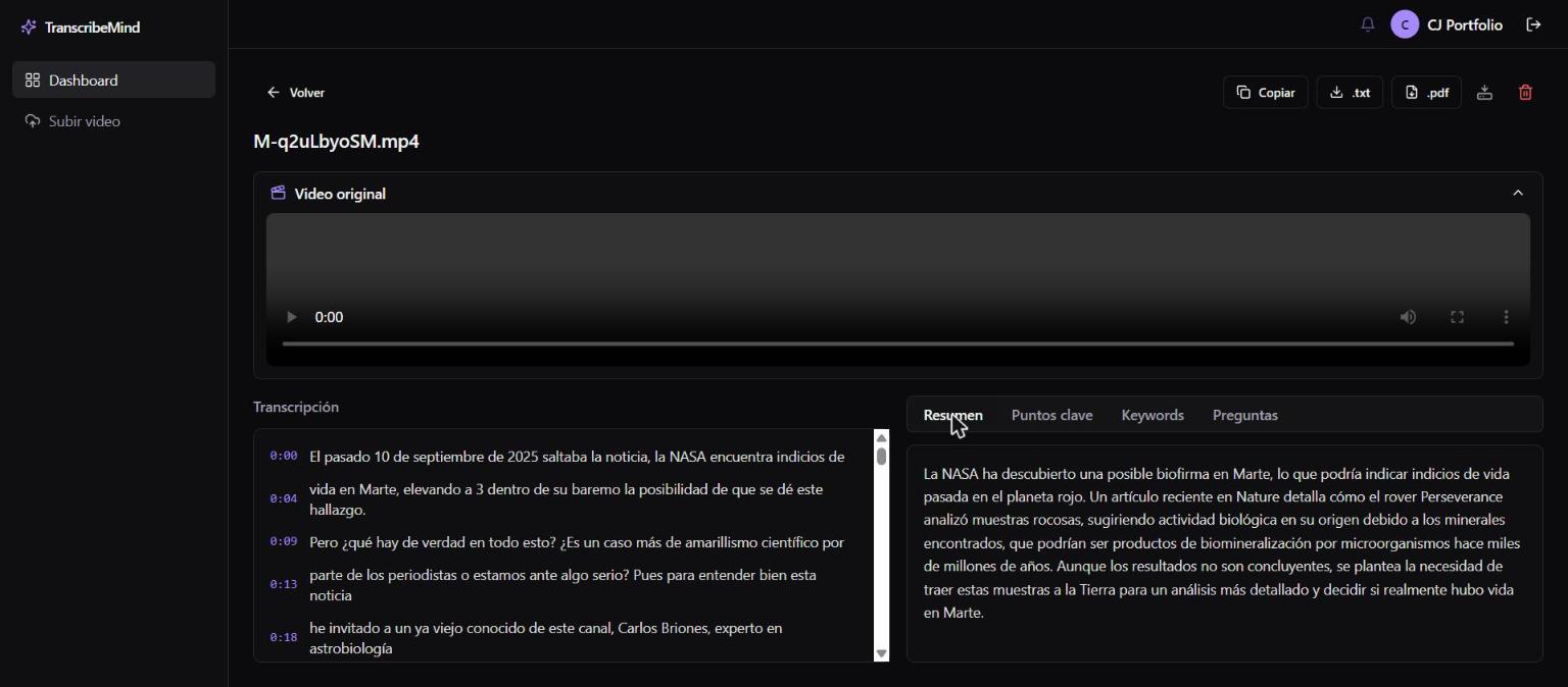Captura 1 de TranscribeMind
