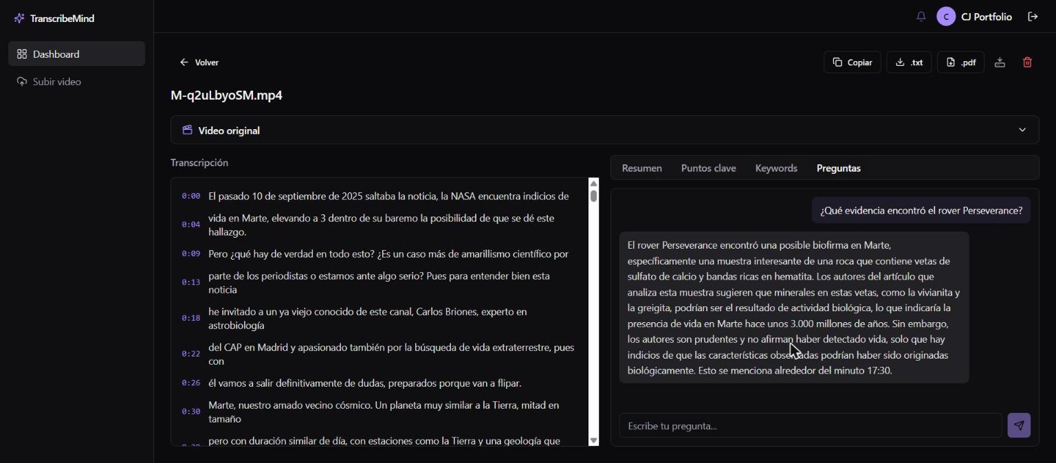 Captura 2 de TranscribeMind